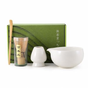 Japanese Matcha Preparation Set - White (4 Pieces)